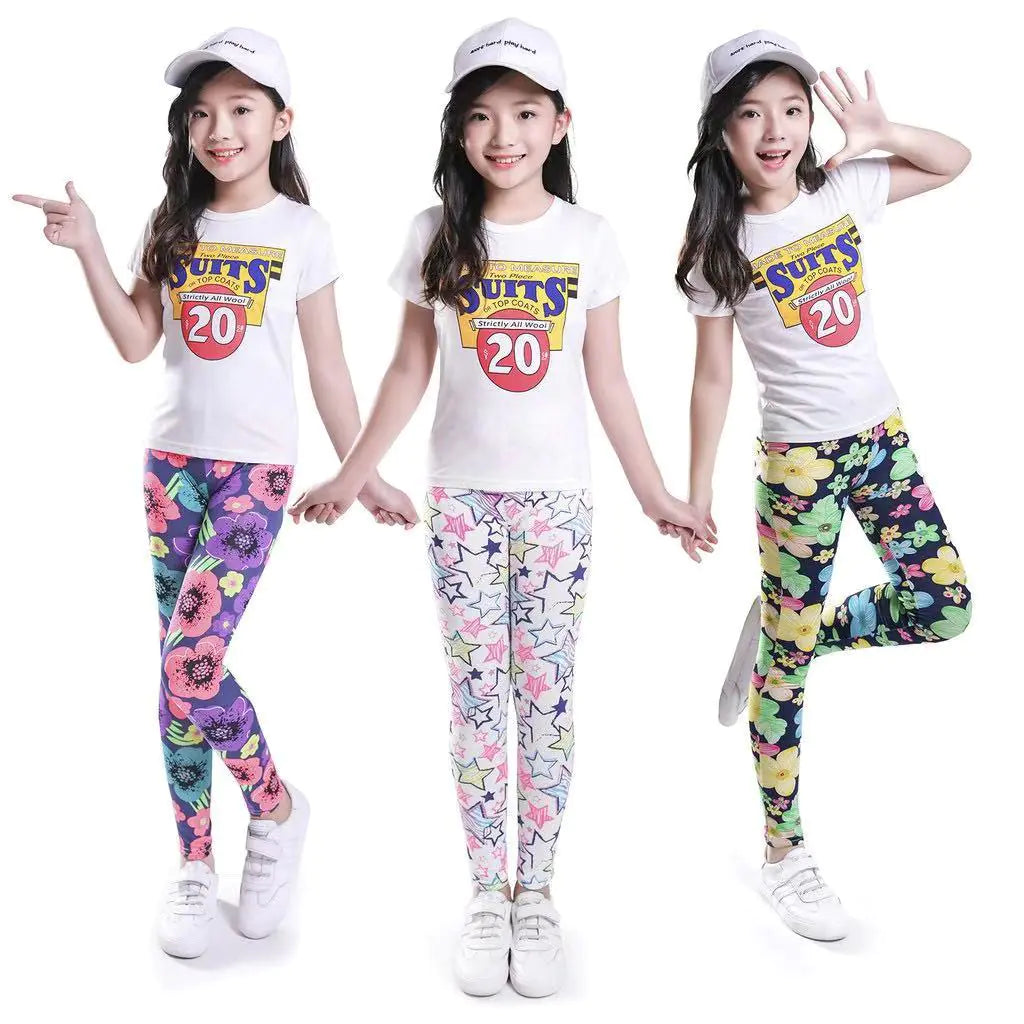 Children's Multicolor Printed Leggings Ankle