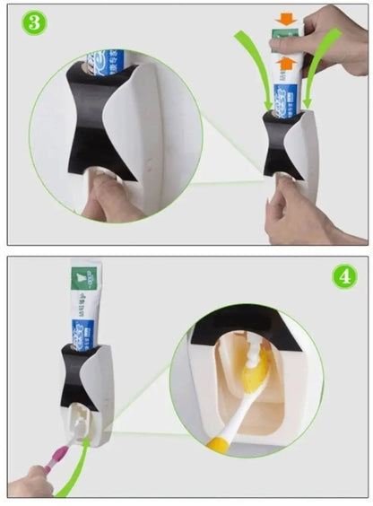 Automatic Toothpaste Dispenser With Toothbrush Holder